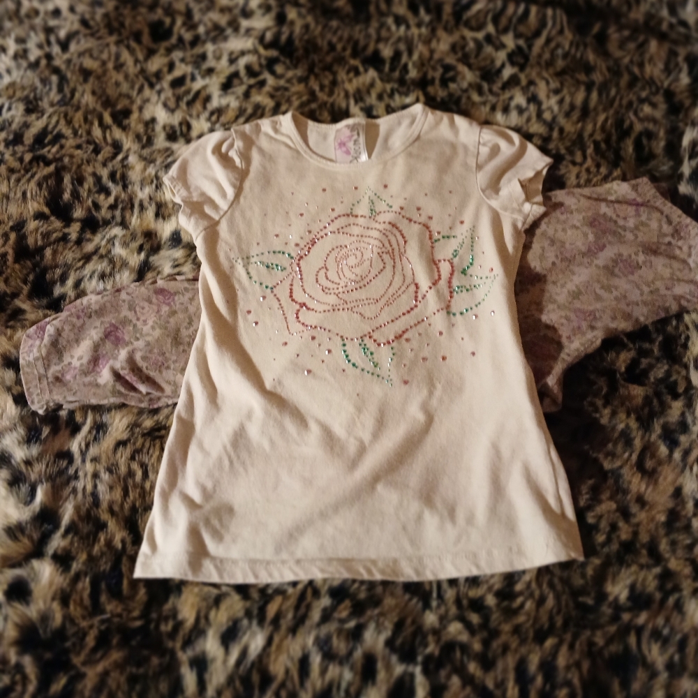 Knitworks Cream Tee with Rose Embellishment